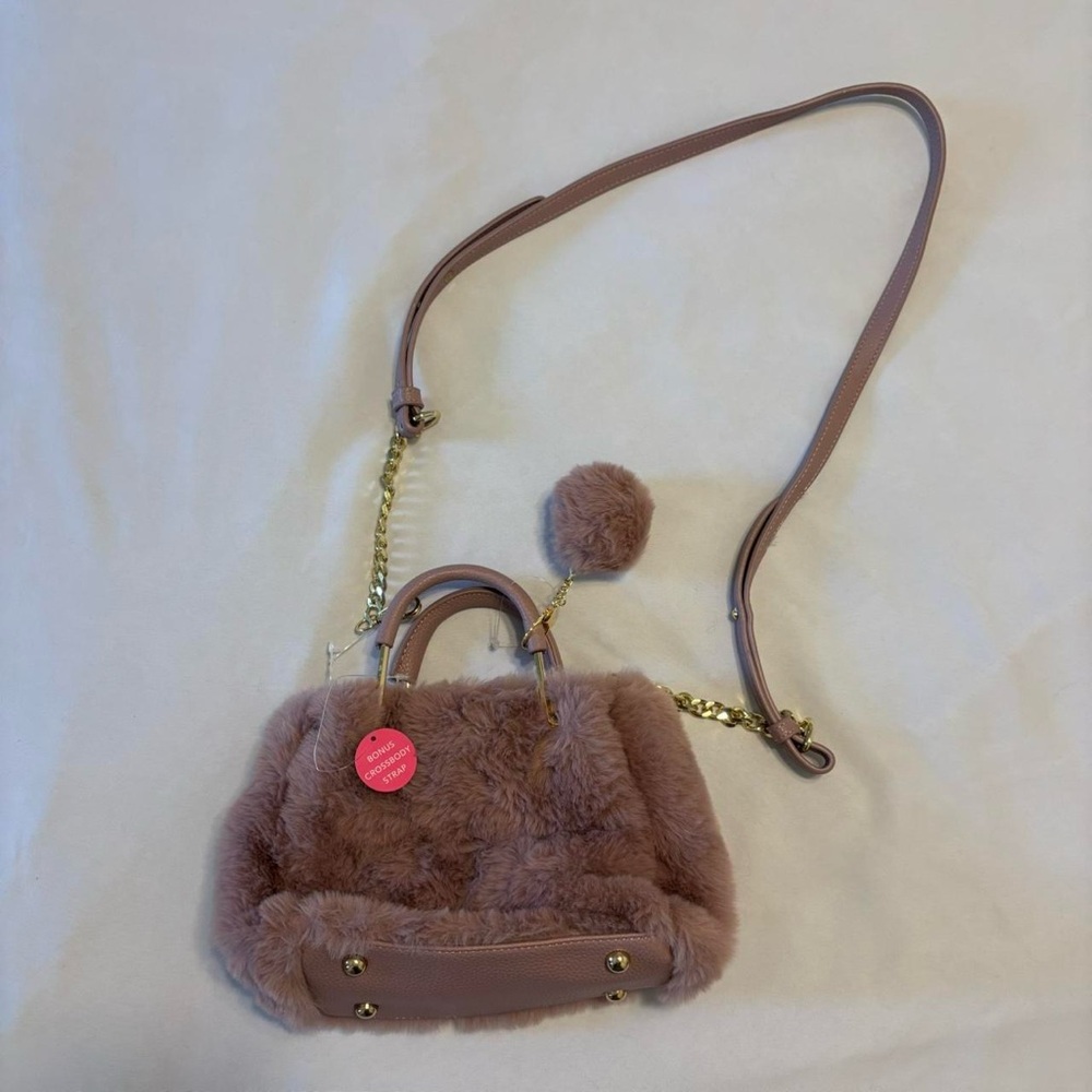 NWT Isaac Mizrahi Faux Fur Pink Handbag